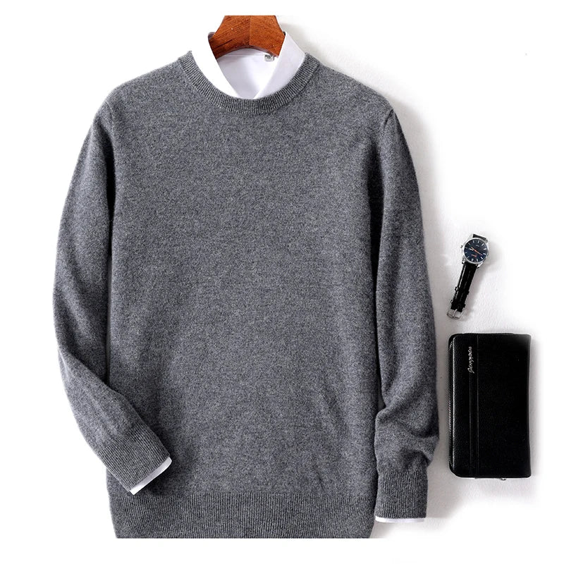 Men’s Crew Neck Sweater - Soft Knit - Wool Blend - Ribbed Cuffs & Hem - Regular Fit