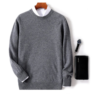 Men’s Crew Neck Sweater - Soft Knit - Wool Blend - Ribbed Cuffs & Hem - Regular Fit