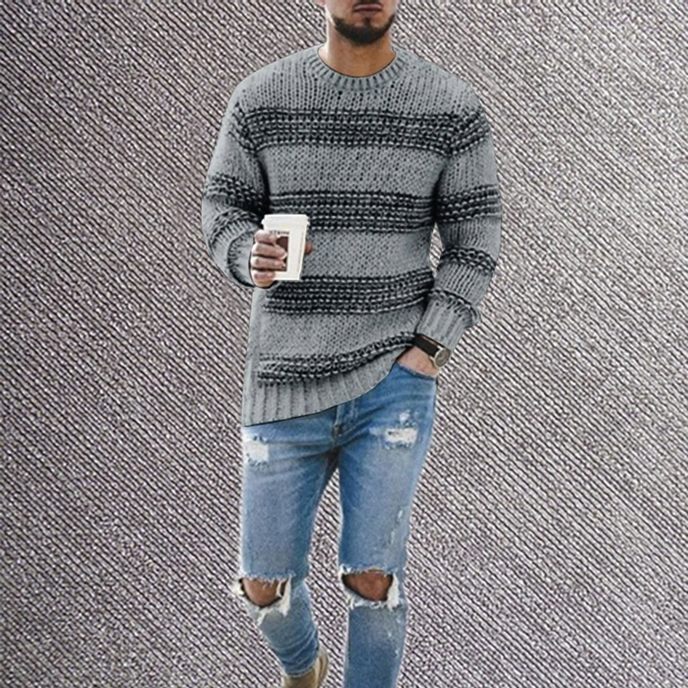 Men's knitted striped sweater