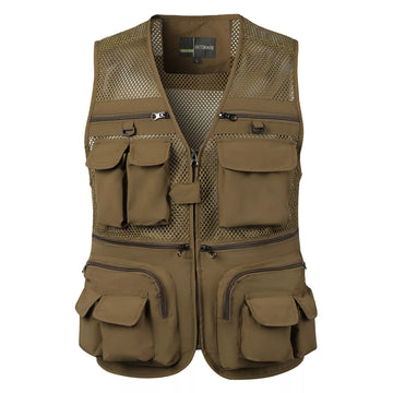 Herentactische outdoorvest met meerdere zakken en meshpanelen