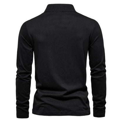 Men's casual zip lapel top with long sleeves