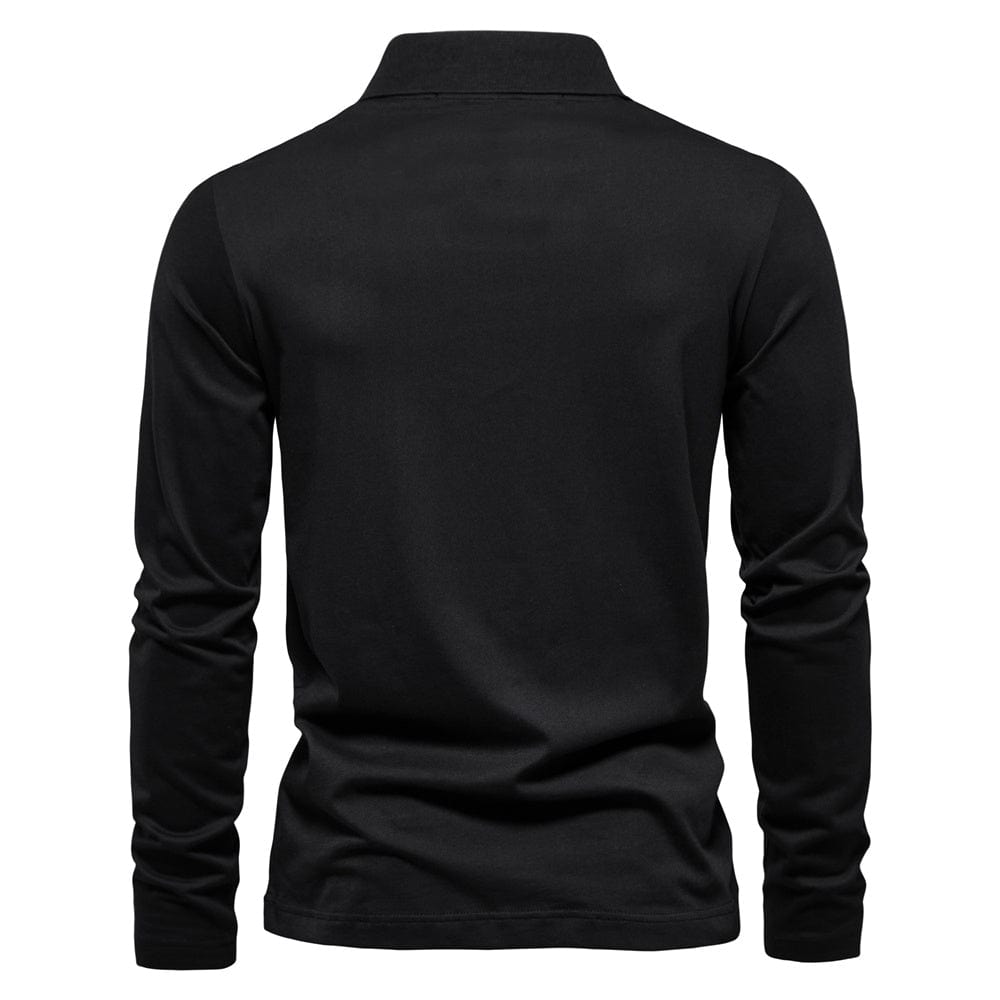 Men’s Long Sleeve Polo Shirt - Half Zip - Smart Casual - Structured Collar