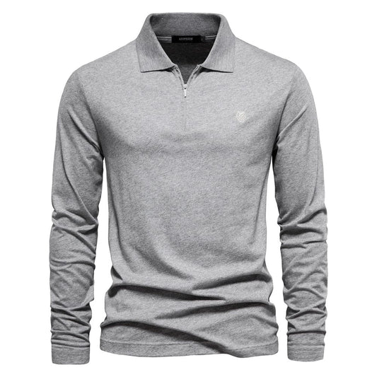 Men’s Long Sleeve Polo Shirt - Half Zip - Smart Casual - Structured Collar