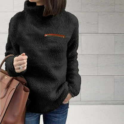 Women's roll neck sweater with zipper