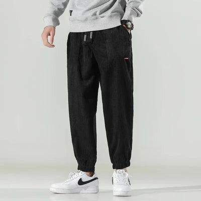 Men’s Corduroy Jogger Trousers - Relaxed Fit - Elastic Cuffs - Adjustable Waist