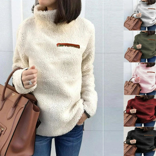 Women's roll neck sweater with zipper