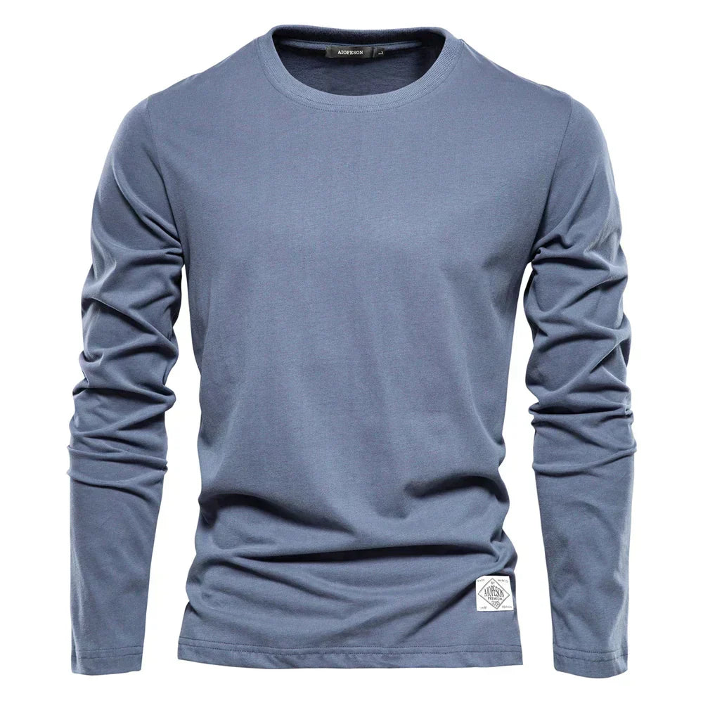 Long-sleeve casual crewneck tee for men