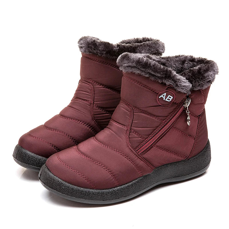 Women’s Casual Boots – Waterproof Mid Ankle – Soft Fur Lining – Zipper Closure – Supportive
