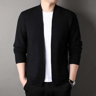 Men’s Blazer – Tailored Fit – Soft Knit – Open Front – Ribbed Cuffs – Smart Casual