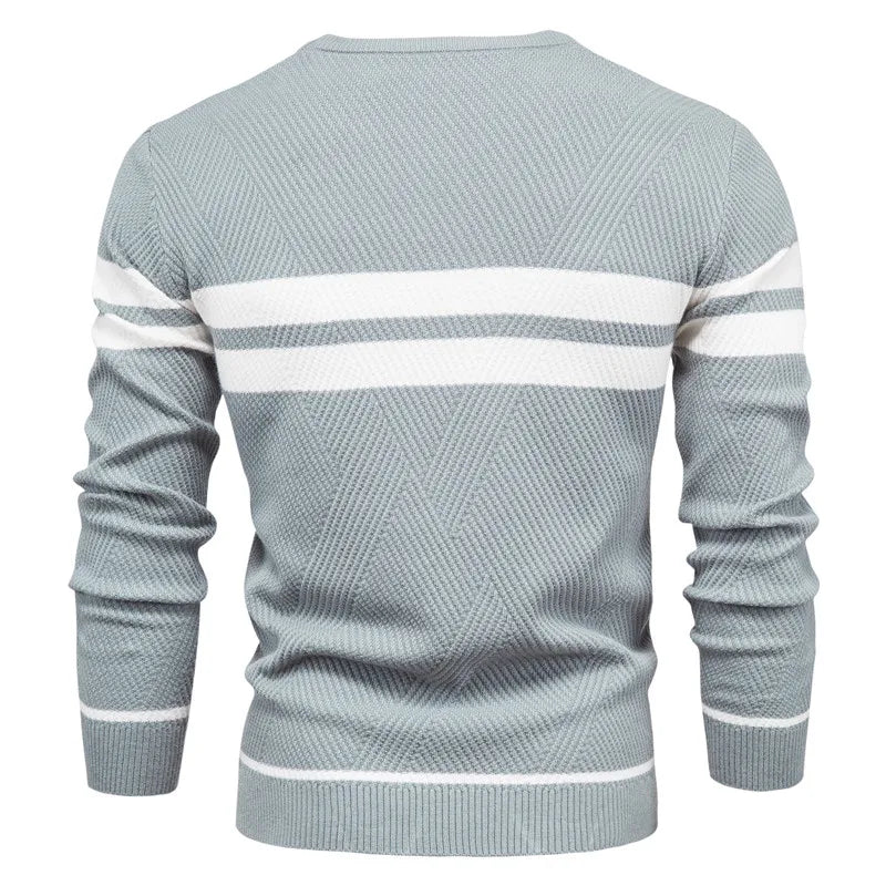 Heren warme sweater met witte strepen