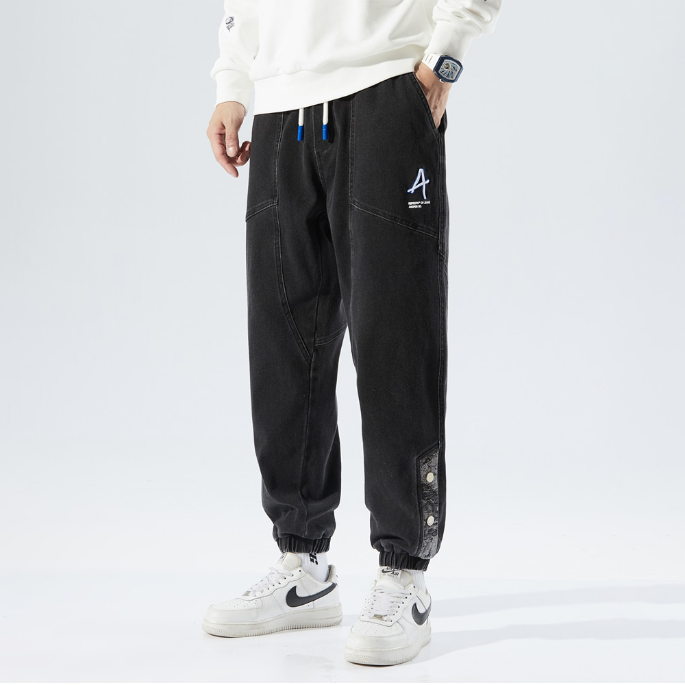 Men’s Denim Joggers – Relaxed Fit – Elastic Waist & Cuffs – Multi-Pocket Casual Wear