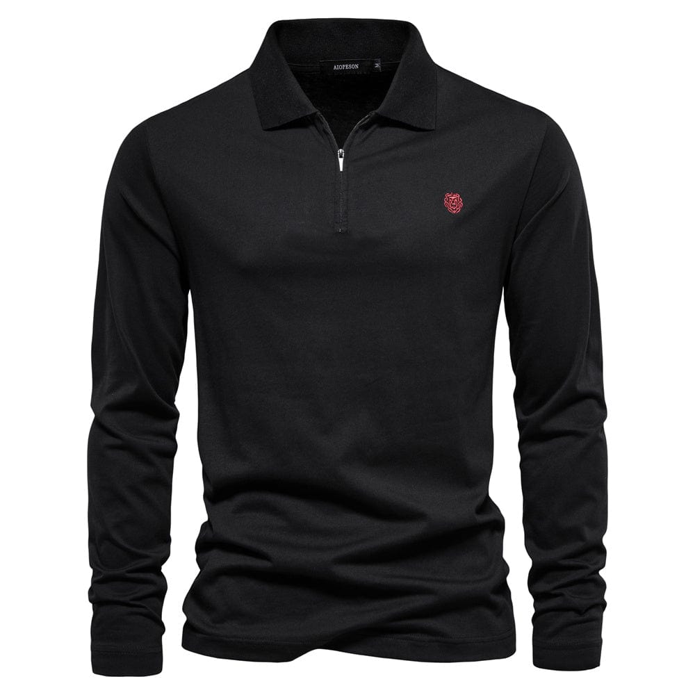 Men's casual zip lapel top with long sleeves