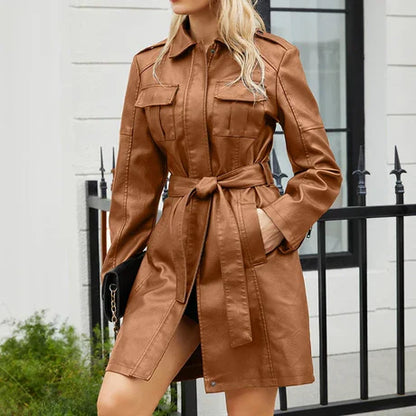 Women’s Mid-Length Jacket – Structured Fit – Sleek Finish – Flap Pockets