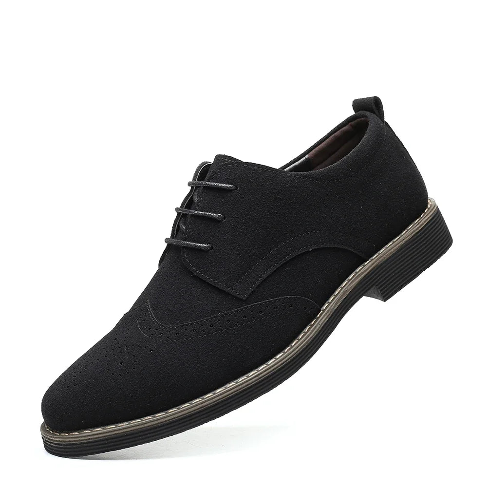 Men’s Oxford Shoes - Suede Finish - Brogue Detailing - Formal Smart Casual Wear