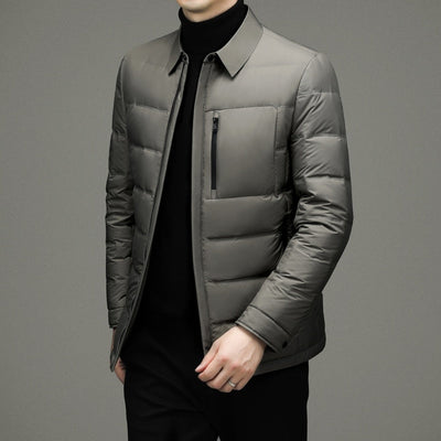 Men's Padded Jacket - Quilted Insulated - Zip Front - Classic Collar - Lightweight Warmth