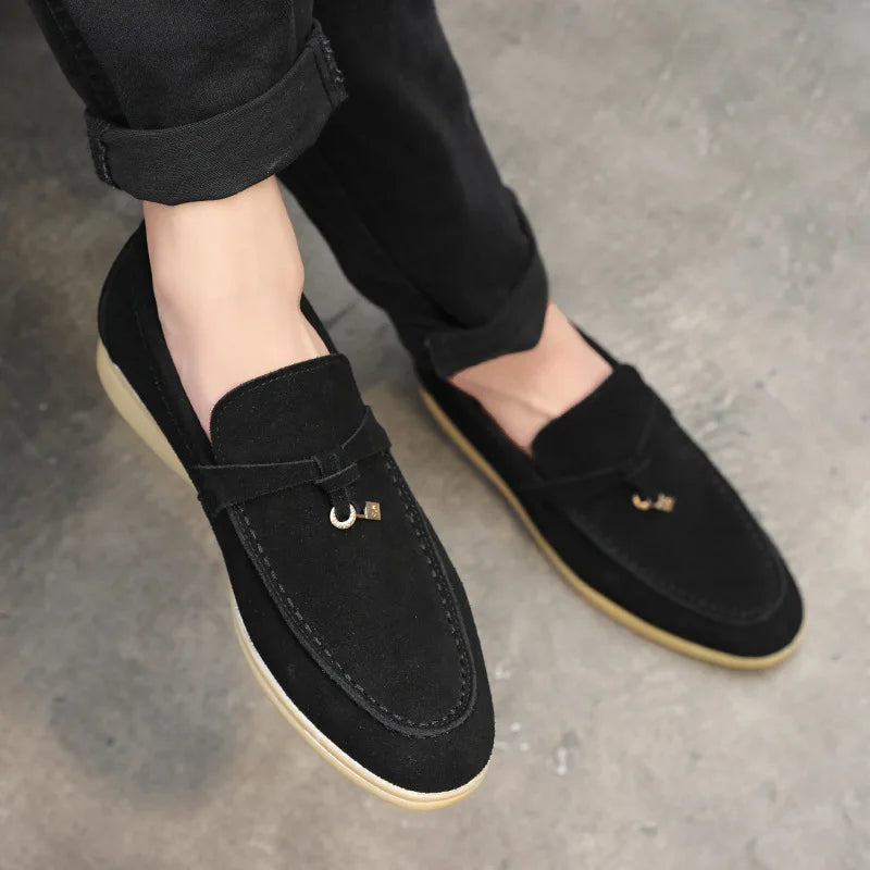 Men’s Suede Loafers – Slip-On Design – Rubber Sole – Smart-Casual Streamlined Fit