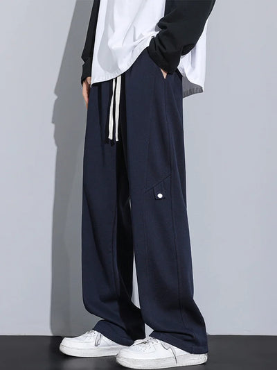 Men’s Relaxed Fit Trousers - Soft Cotton Blend - Drawstring Waist - Casual Everyday Wear