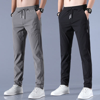 Breathable casual pants with drawstring for men