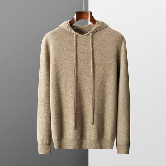 Men’s Hoodie – Cashmere Knit – Classic Fit – Ribbed Cuffs – Hooded Casual Wear