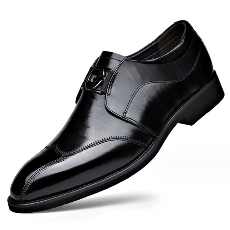 Men’s Leather Dress Shoes - Slip-On - Pointed Toe - Elegant Formal Wear