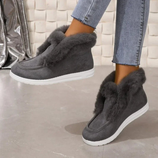 Women's Comfortable and Warm Slip-On Booties with Plush Trim