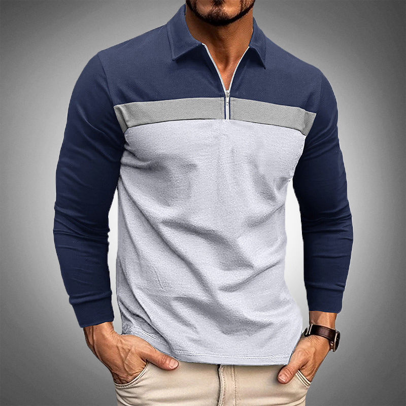 Men's  casual long-sleeve shirt with zip collar