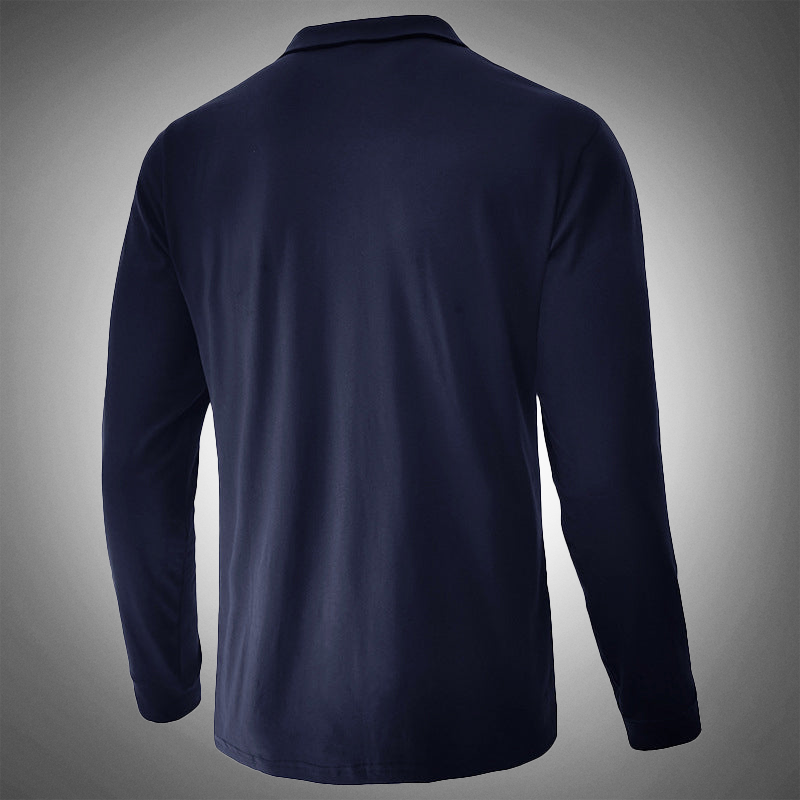 Men’s Long-Sleeve Polo Shirt - Quarter Zip - Tailored Fit - Casual Smart Wear