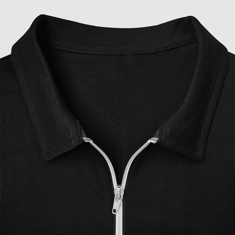 Men’s Long-Sleeve Polo Shirt - Quarter Zip - Tailored Fit - Casual Smart Wear