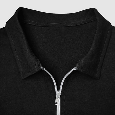 Men’s Long-Sleeve Polo Shirt - Quarter Zip - Tailored Fit - Casual Smart Wear