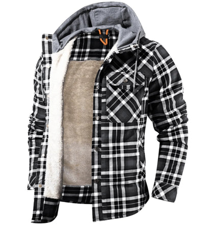 Men's chunky plaid button hoodie