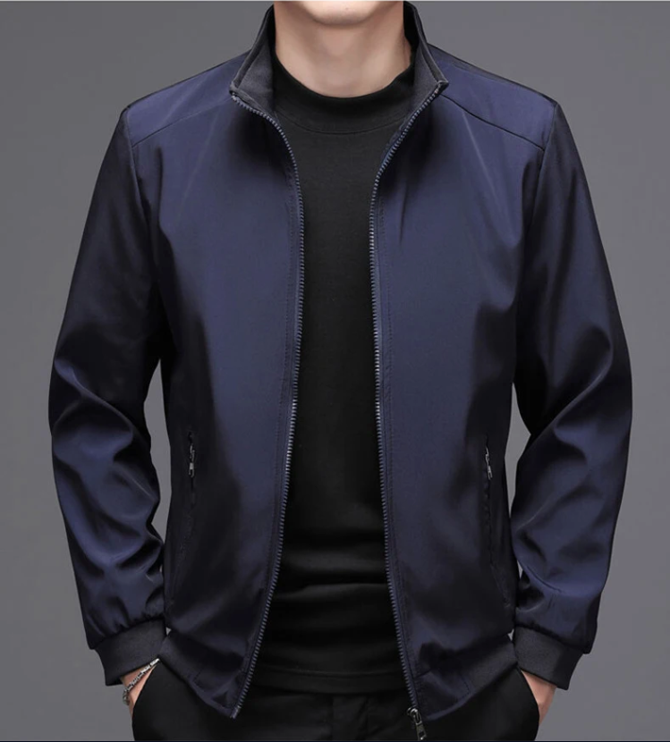 Men's basic solid zip bomber jacket