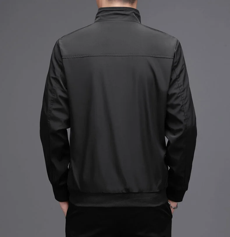 Men's basic solid zip bomber jacket