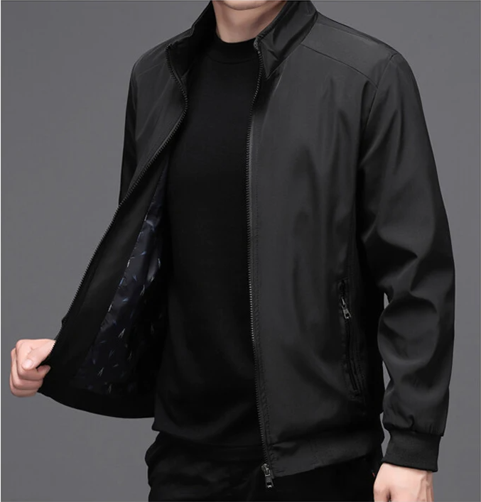 Men's basic solid zip bomber jacket