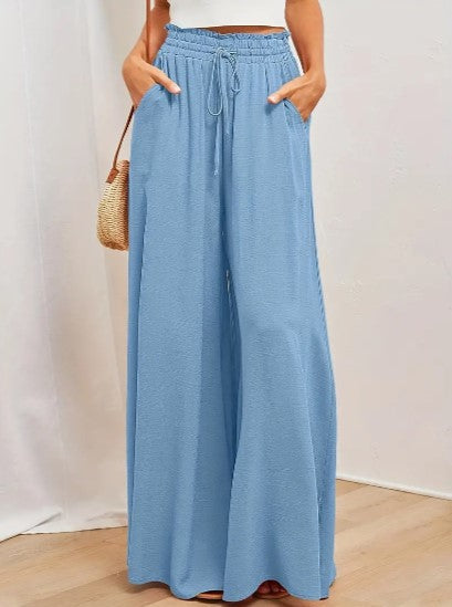 Loose-fitting women's trousers with drawstring