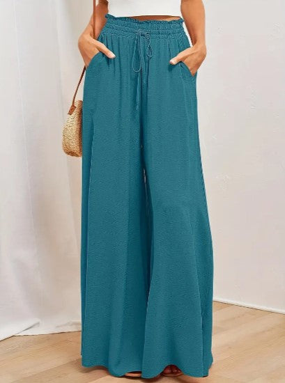 Loose-fitting women's trousers with drawstring