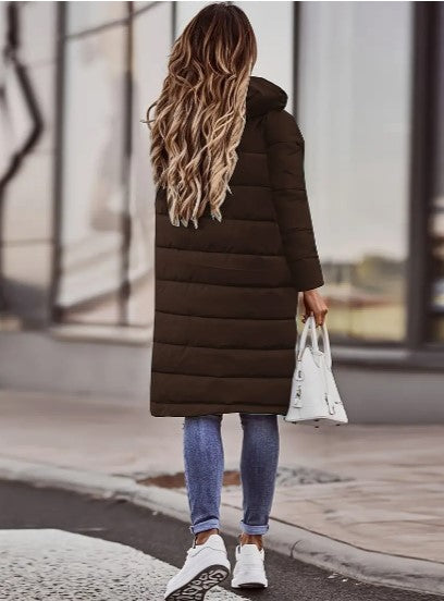 Women's long padded coat with hood