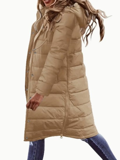 Women's long padded coat with hood