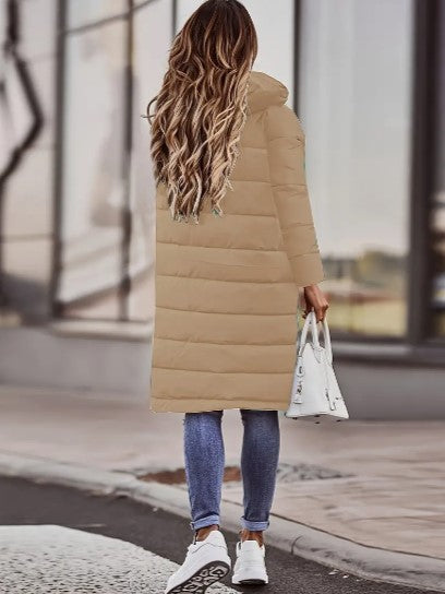 Women's long padded coat with hood