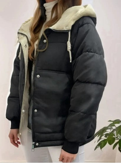 Hooded fleece-lined jacket for women