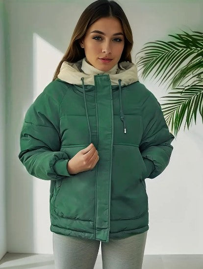 Hooded fleece-lined jacket for women