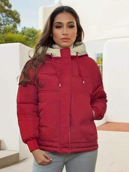 Hooded fleece-lined jacket for women