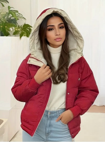 Hooded fleece-lined jacket for women