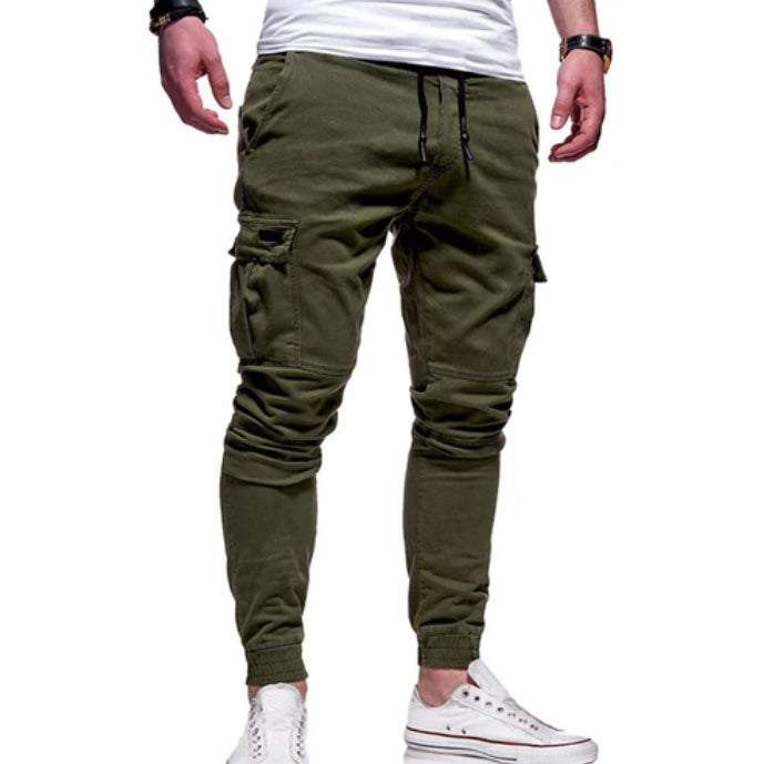 Men’s Cargo Joggers – Cotton Blend – Relaxed Fit – Drawstring Waist – Ribbed Cuffs