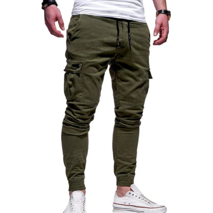 Men’s Cargo Joggers – Cotton Blend – Relaxed Fit – Drawstring Waist – Ribbed Cuffs