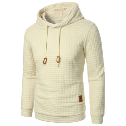 Men's casual check pattern hoodie sweatshirt