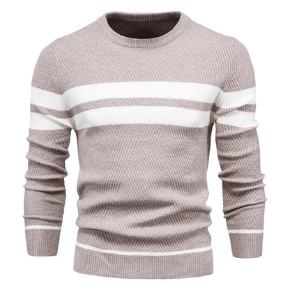 Men's warm casual sweater with white stripes