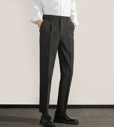 Men’s Trousers – Classic Fit – Pleated Front – Straight Leg – Cotton Blend