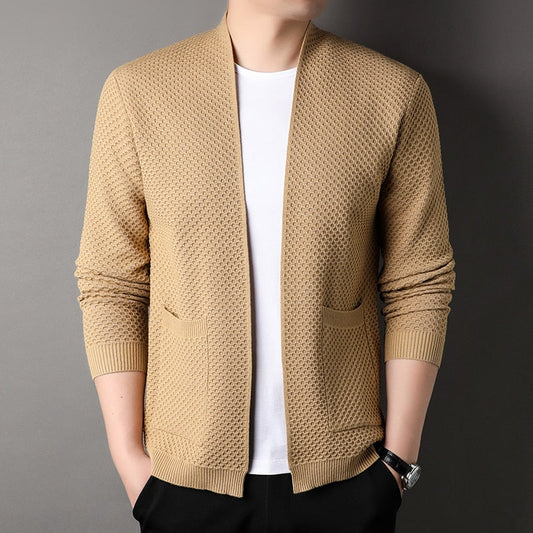 Men’s Blazer – Tailored Fit – Soft Knit – Open Front – Ribbed Cuffs – Smart Casual