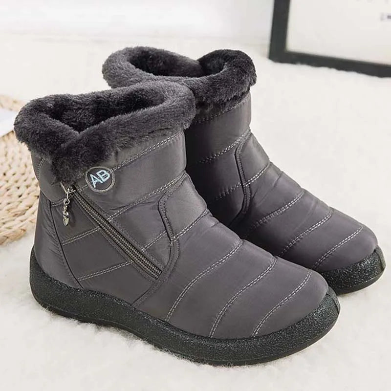 Dames waterdichte winterlaarzen met zachte bontrits sneeuwschoenen