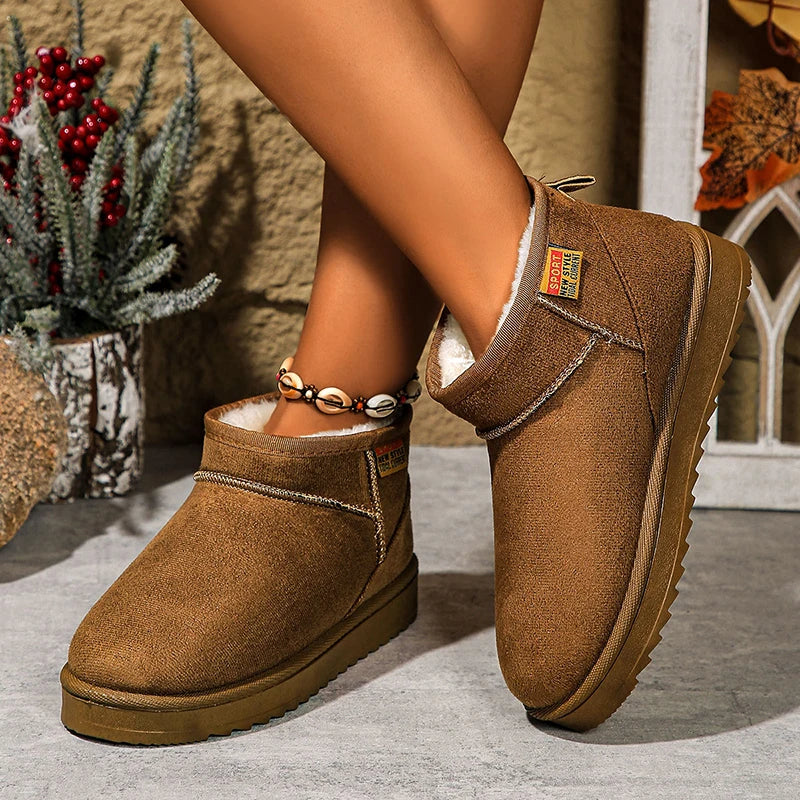 Women’s Ankle Boots – Suede Look – Fleece Lined – Supportive Sole – Casual Comfort